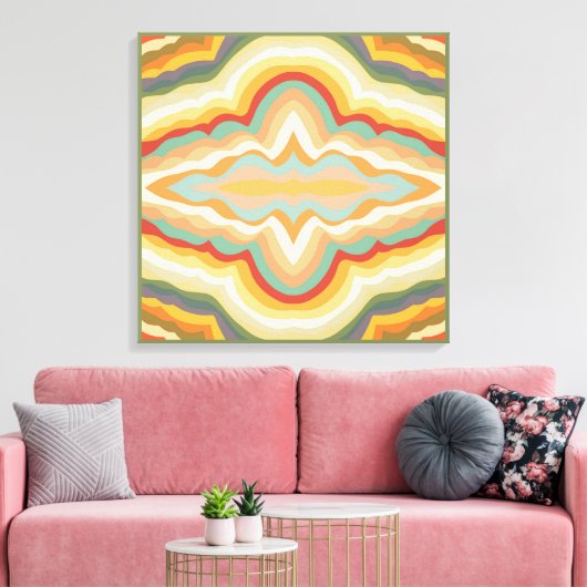 Retro Pop Art Abstract Geometric Wavy Pattern Leinwanddruck (Insitu (Wohnzimmer))