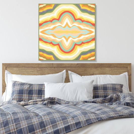 Retro Pop Art Abstract Geometric Wavy Pattern Leinwanddruck (Insitu (Schlafzimmer))