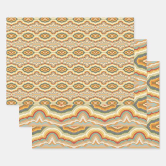 Retro Pop Art Abstrakt Geometric Wavy Pattern Geschenkpapier Set (Set)