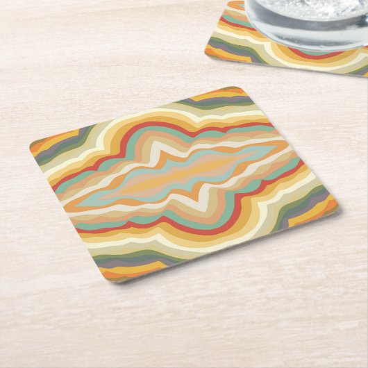 Retro Pop Art Abstrakt Geometric Wavy Pattern Rechteckiger Pappuntersetzer (angewinkelt)