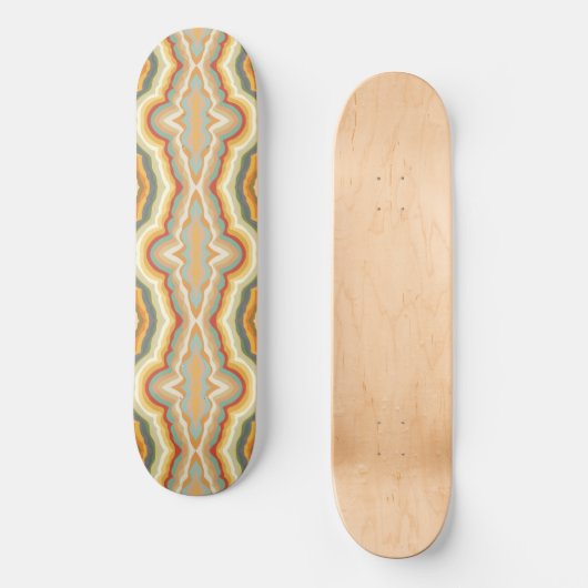 Retro Pop Art Abstrakt Geometric Wavy Pattern Skateboard (Vorderseite)