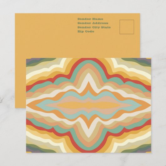 Retro-Pop-Art-Abstraktes geometrisches Wellenmuste Postkarte (Vorne/Hinten)