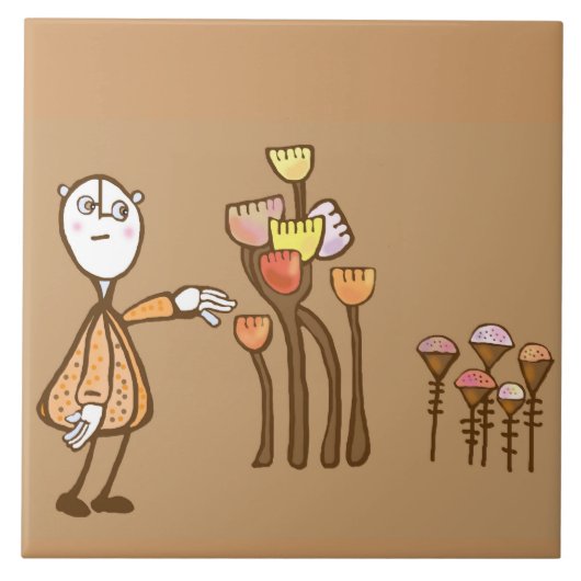 Retro Pop Art Ansammlung Blume Fliese (Vorderseite)