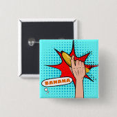 Retro-Pop-Art-Banane im Comic-Book-Stil Button (Vorne & Hinten)
