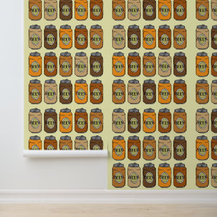 Retro Pop Art Beer Cans Man Höhle Tapete