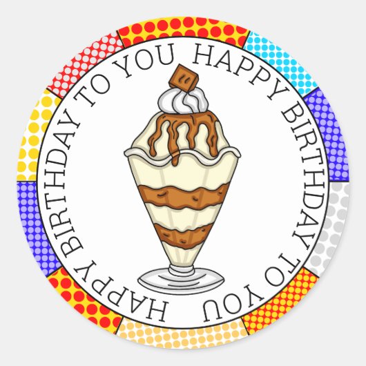 Retro Pop Art Caramel Ice Runder Aufkleber (Vorderseite)