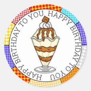 Retro Pop Art Caramel Ice Runder Aufkleber