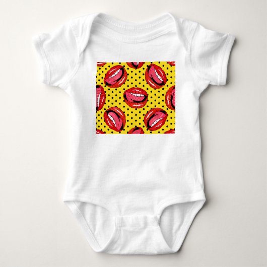 Retro Pop Art: Cartoon Patch Abzeichen Baby Strampler (Vorderseite)