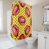 Retro Pop Art: Cartoon Patch Abzeichen Duschvorhang (Beispiel)