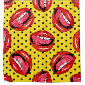 Retro Pop Art: Cartoon Patch Abzeichen Duschvorhang (Vorderseite)