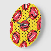 Retro Pop Art: Cartoon Patch Abzeichen Große Wanduhr (Winkel)