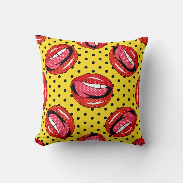 Retro Pop Art: Cartoon Patch Abzeichen Kissen (Vorderseite)