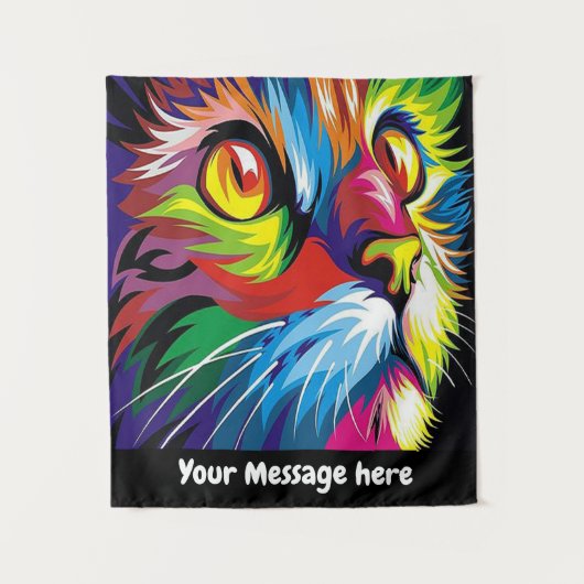 Retro Pop Art Cat - Meldungswanddekoration Wandteppich (Vorderseite)