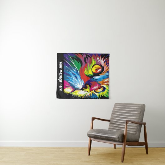 Retro Pop Art Cat - Meldungswanddekoration Wandteppich (Beispiel (Horizontal))