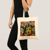Retro-Pop-Art-Collage-Tasche Tragetasche (Vorderseite (Produkt))