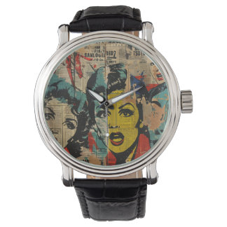 Retro Pop Art Collage Watch Armbanduhr