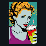Retro Pop Art Collection Poster<br><div class="desc">Dieses Design ist spielerisch und inspiriert,  kombiniert Elemente der Pop-Kunst mit Vintager Gastkultur. Das zentrale Bild ist ein lächelndes Mädchen mit einem großen,  cremigen Milchshake,  umgeben von kühlen,  farbenfrohen Grafiken. Der Gesamteffekt ist lustig und sicher,  eine Touch von Launen zu jedem Raum hinzuzufügen.</div>