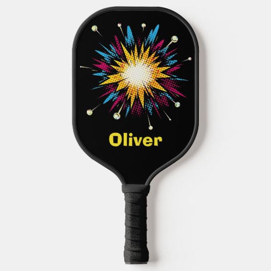 Retro-Pop-Art-Comic-Book-Explosion Pickleball Schläger (Vorderseite)