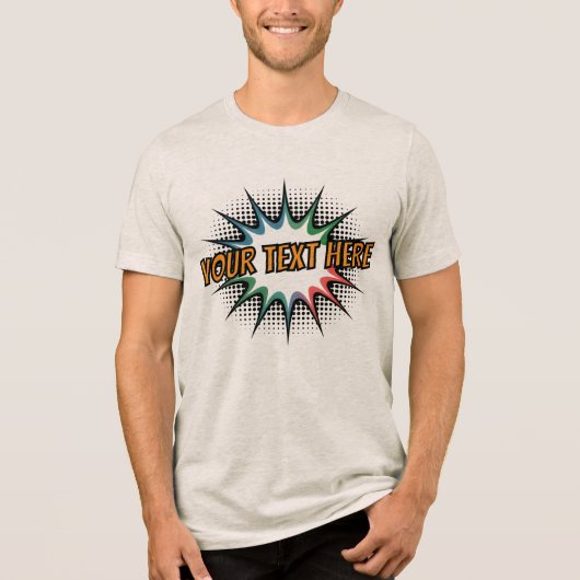 Retro Pop Art Comic Book Halftone Explosion Tri-Blend Shirt (Vorderseite)