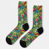 Retro-Pop-Art-Comic-Boom-Muster - Socken als Gesch (Linkes Detail)