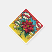Retro Pop Art Comic Buch Poinsettia Découpage Serviette (Ecke)