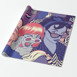 Retro Pop Art Comic Girls Nahtlose Muster. Backgr Geschenkpapier