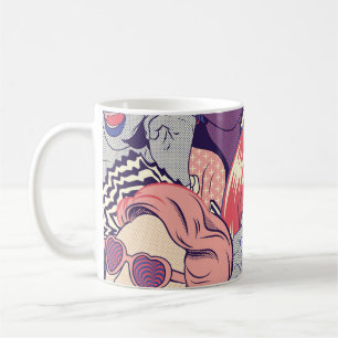 Retro Pop Art Comic Girls Nahtlose Muster. Backgr Kaffeetasse