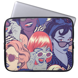 Retro-Pop-Art-Comic-Mädchen nahtloses Muster. Hint Laptopschutzhülle