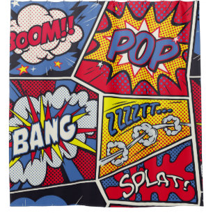 Retro-Pop-Art, Comic-Schreimuster. Duschvorhang