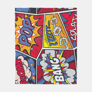Retro-Pop-Art, Comic-Schreimuster. Fleecedecke