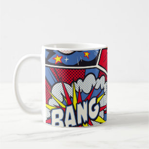 Retro-Pop-Art, Comic-Schreimuster. Kaffeetasse