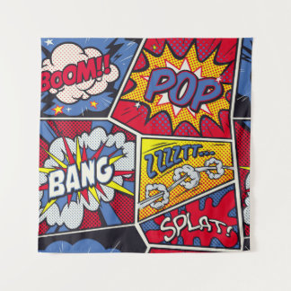 Retro-Pop-Art, Comic-Schreimuster. Wandteppich