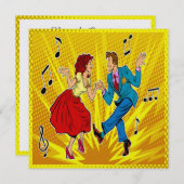 Retro Pop Art Couple Jitterbugging Einladung (Vorne/Hinten)