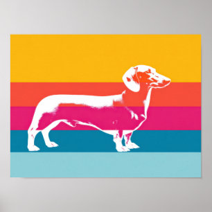 Retro-Pop-Art-Dachshund-Silhouette Poster