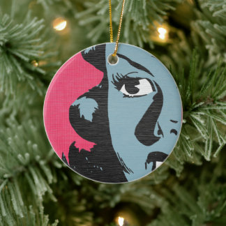 Retro-Pop-Art - Erschrockene Frau Keramik-Ornament Keramik Ornament