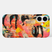 Retro Pop Art Face on Newsprint Case-Mate iPhone Hülle (Rückseite (Horizontal))