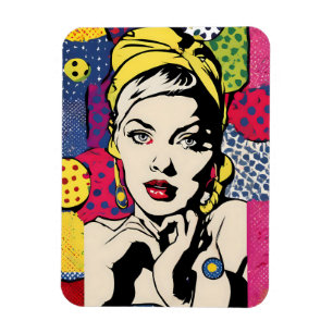 Retro-Pop-Art-Frauenporträt-Magnet-Druck Magnet