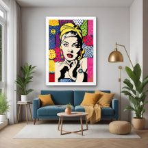 Retro-Pop-Art-Frauenporträtposter-Druck