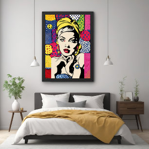 Retro-Pop-Art-Frauenporträtposter-Druck Poster