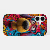 Retro Pop Art Funky Cartoon Hund iPhone 16 Hülle (Rückseite (Horizontal))