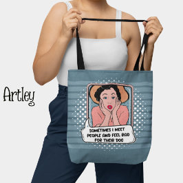 Retro Pop Art Funny Phrase Pink Blue Tasche