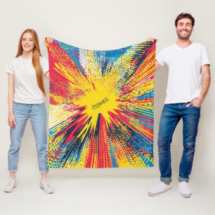 Retro-Pop-Art Gelbe Explosion Comic Fleecedecke