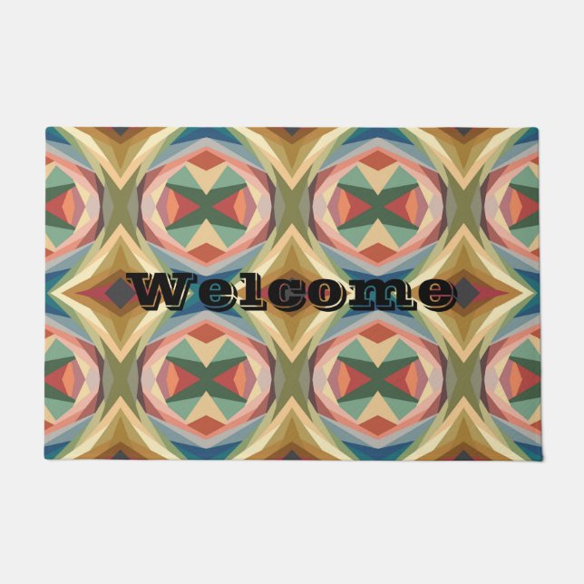 Retro Pop Art Geometric Color Block Pattern Fußmatte (Vorderseite)