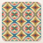 Retro Pop Art Geometric Color Block Pattern Rechteckiger Pappuntersetzer (Vorderseite)