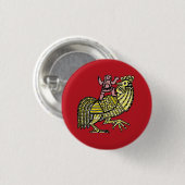 Retro-Pop-Art-Hahn mit Figur Ben-Day-Punkt Button (Vorne & Hinten)