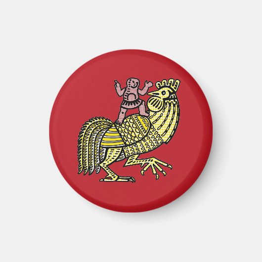 Retro-Pop-Art-Hahn mit Figur Ben-Day-Punkt Magnet (Vorne)