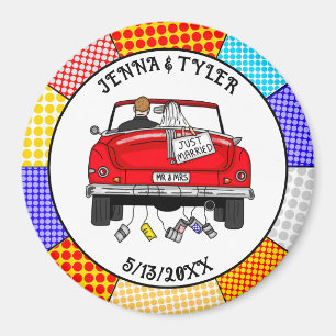 Retro-Pop-Art Herr & Frau Gerade Geheiratet Magnet