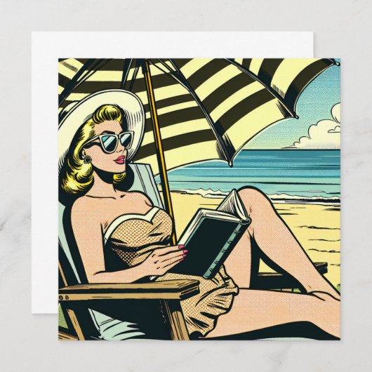 Retro Pop Art Lady am Strand (Vorne/Hinten)