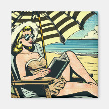 Retro Pop Art Lady am Strand