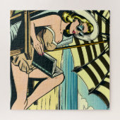 Retro Pop Art Lady am Strand Puzzle (Horizontal)